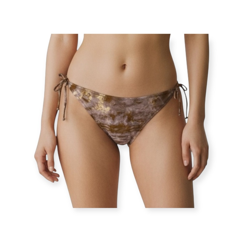 Vintage 90’s: Lucky Brand ❤︎ Side Tie Floral Tie Dye Bikini Bottoms ❤︎ Pink Tan - Picture 15 of 16